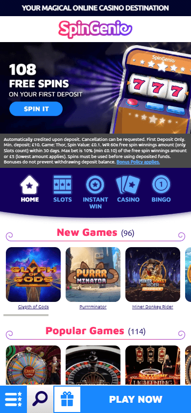 SpinGenie Casino Mobile screenshot